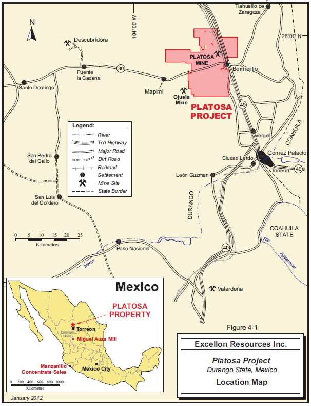 Location Map –  Platosa Property